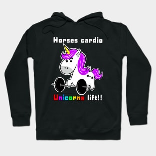 Barbell Unicorn, fitness funny, gym girl Hoodie